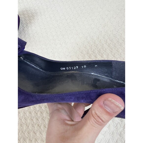 Stuart Weitzman Peep Toe‎ Heels Moda Suede Platform Bow | New No Box | Size 10 - Picture 10 of 13